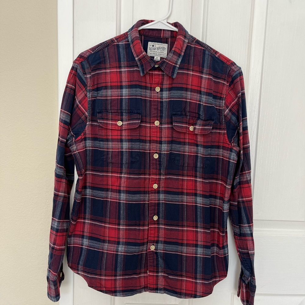 Lucky Brand Red & Navy Plaid Button-Down Shirt